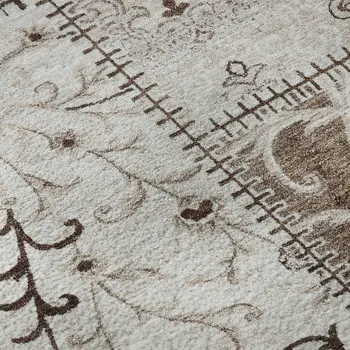 10' X 14' Beige And Ivory Patchwork Washable Area Rug With UV Protection