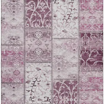 3' X 5' Burgundy And Ivory Patchwork Washable Area Rug With UV Protection