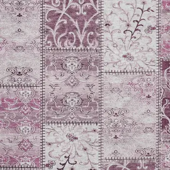 5' X 8' Burgundy And Ivory Patchwork Washable Area Rug With UV Protection