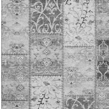 8' X 10' Gray And Ivory Patchwork Washable Area Rug With UV Protection