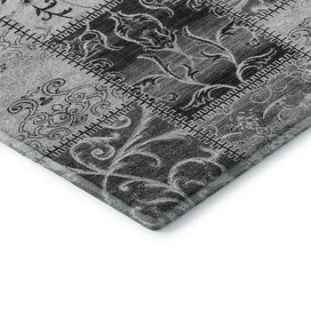 10' X 14' Gray And Ivory Patchwork Washable Area Rug With UV Protection