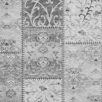 10' X 14' Gray And Ivory Patchwork Washable Area Rug With UV Protection