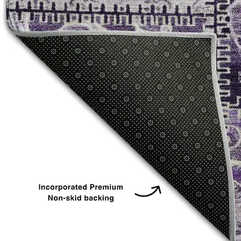 3' X 5' Purple And Ivory Patchwork Washable Area Rug With UV Protection