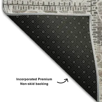 3' X 5' Taupe And Ivory Patchwork Washable Area Rug With UV Protection