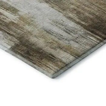 10' X 14' Chocolate Gray And Ivory Abstract Washable Area Rug With UV Protection
