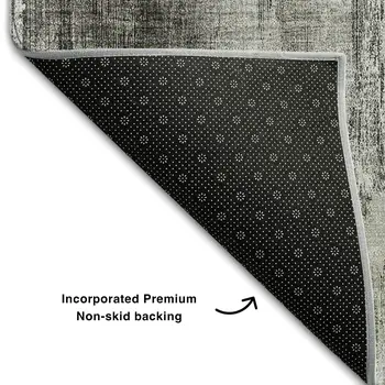 3' X 5' Gray And Ivory Abstract Washable Area Rug With UV Protection