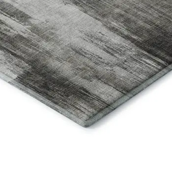 3' X 5' Gray And Ivory Abstract Washable Area Rug With UV Protection