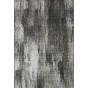 8' X 10' Gray And Ivory Abstract Washable Area Rug With UV Protection