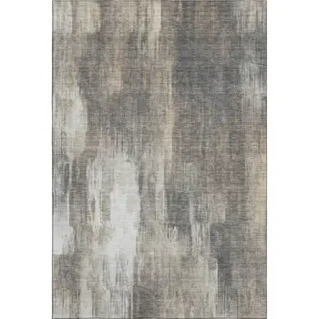 10' X 14' Taupe And Ivory Abstract Washable Area Rug With UV Protection