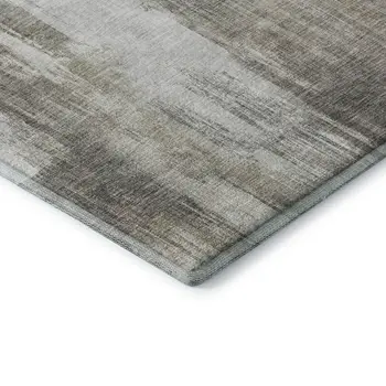 10' X 14' Taupe And Ivory Abstract Washable Area Rug With UV Protection