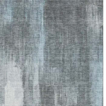 3' X 5' Teal And Ivory Abstract Washable Area Rug With UV Protection