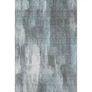 8' X 10' Teal And Ivory Abstract Washable Area Rug With UV Protection
