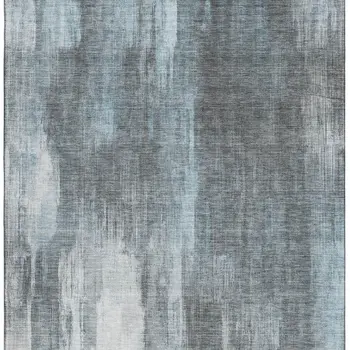 9' X 12' Teal And Ivory Abstract Washable Area Rug With UV Protection