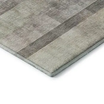 8' Brown And Ivory Abstract Washable Round Rug With UV Protection