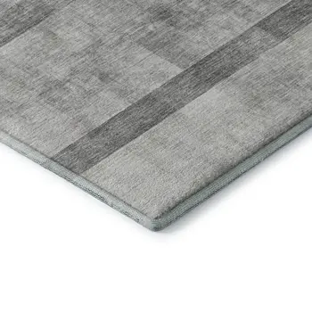3' X 5' Gray And Ivory Abstract Washable Area Rug With UV Protection