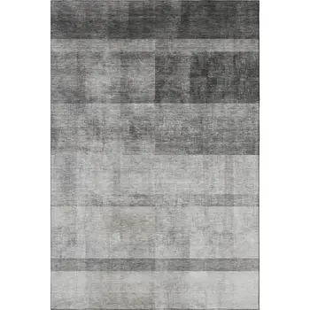5' X 8' Gray And Ivory Abstract Washable Area Rug With UV Protection