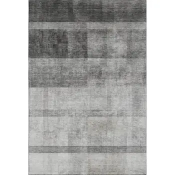 8' X 10' Gray And Ivory Abstract Washable Area Rug With UV Protection