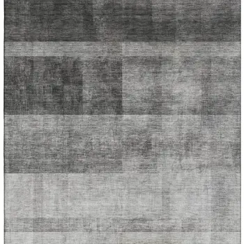 9' X 12' Gray And Ivory Abstract Washable Area Rug With UV Protection