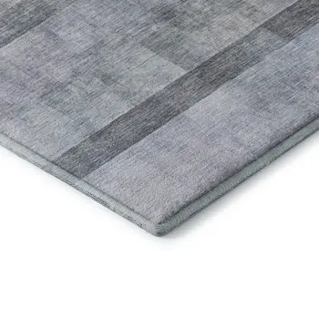 5' X 8' Navy Blue And Ivory Abstract Washable Area Rug With UV Protection