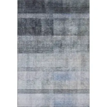10' X 14' Navy Blue And Ivory Abstract Washable Area Rug With UV Protection