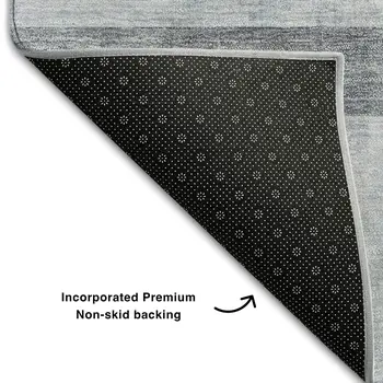 10' X 14' Navy Blue And Ivory Abstract Washable Area Rug With UV Protection