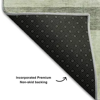 5' X 8' Olive Green And Ivory Abstract Washable Area Rug With UV Protection