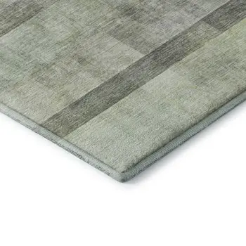 5' X 8' Olive Green And Ivory Abstract Washable Area Rug With UV Protection
