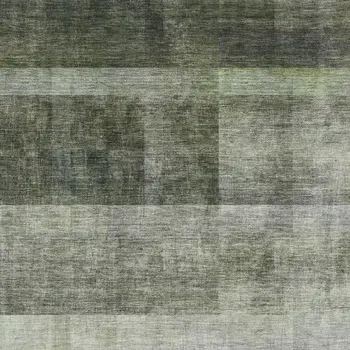 10' X 14' Olive Green And Ivory Abstract Washable Area Rug With UV Protection