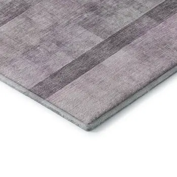 8' Purple And Ivory Abstract Washable Round Rug With UV Protection