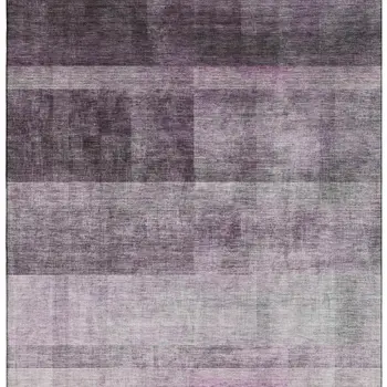 8' X 10' Purple And Ivory Abstract Washable Area Rug With UV Protection
