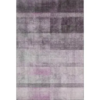 8' X 10' Purple And Ivory Abstract Washable Area Rug With UV Protection