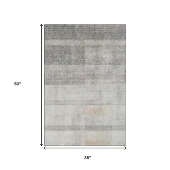 3' X 5' Taupe And Ivory Abstract Washable Area Rug With UV Protection