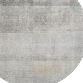 8' Taupe And Ivory Abstract Washable Round Rug With UV Protection