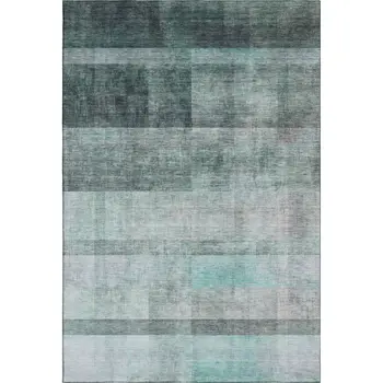 3' X 5' Teal And Ivory Abstract Washable Area Rug With UV Protection