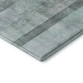 3' X 5' Teal And Ivory Abstract Washable Area Rug With UV Protection