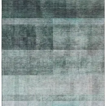 5' X 8' Teal And Ivory Abstract Washable Area Rug With UV Protection