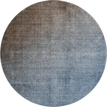 8' Chocolate And Blue Ombre Washable Round Rug With UV Protection