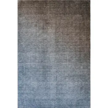 8' X 10' Chocolate And Blue Ombre Washable Area Rug With UV Protection