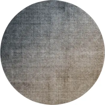 8' Gray And Brown Ombre Washable Round Rug With UV Protection