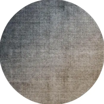 8' Gray And Brown Ombre Washable Round Rug With UV Protection