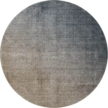 8' Gray And Brown Ombre Washable Round Rug With UV Protection
