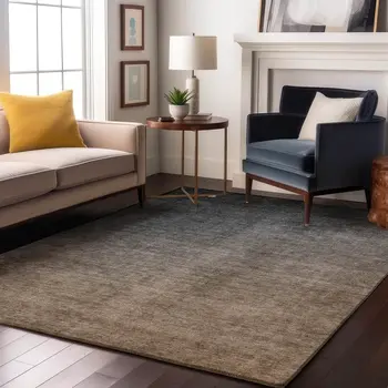 8' X 10' Gray And Brown Ombre Washable Area Rug With UV Protection