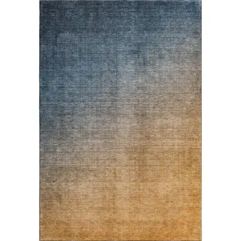 10' X 14' Navy Blue And Orange Ombre Washable Area Rug With UV Protection