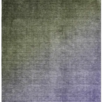 10' X 14' Olive Green And Purple Ombre Washable Area Rug With UV Protection