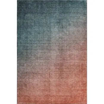 10' X 14' Teal And Rust Ombre Washable Area Rug With UV Protection