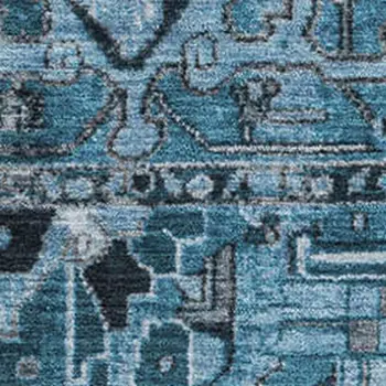 3' X 5' Blue And Ivory Oriental Washable Area Rug With UV Protection