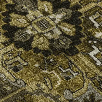 8' X 10' Brown Gray And Ivory Oriental Washable Area Rug With UV Protection