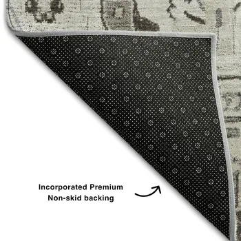 9' X 12' Ivory And Gray Oriental Washable Area Rug With UV Protection