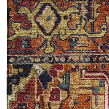 10' X 14' Rust Blue And Gold Oriental Washable Area Rug With UV Protection