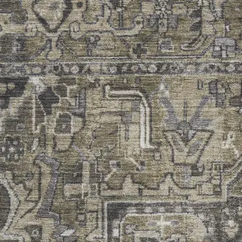 3' X 5' Taupe Ivory And Gray Oriental Washable Area Rug With UV Protection
